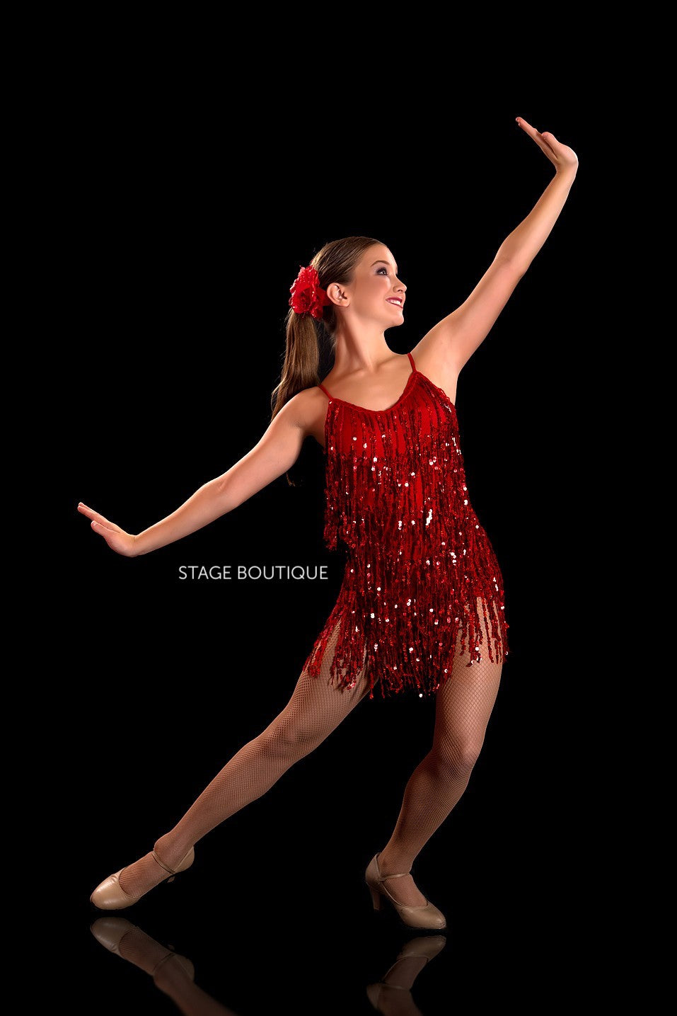 Red fringe dance costume cheap